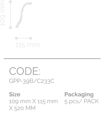 CODE: GPP-39B/C233C  Size			Packaging 109 mm X 115 mm 	5 pcs/ PACK X 520 MM     115 mm 109 mm