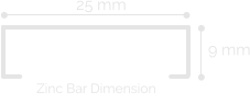25 mm 9 mm Zinc Bar Dimension